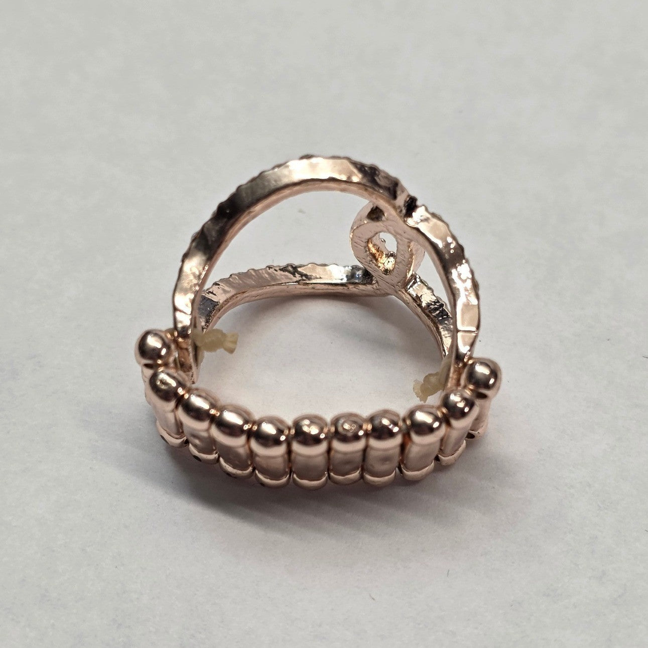 Rose Gold Cutout Rhinestone Stretch Ring Womens One Size Pink Sparkly