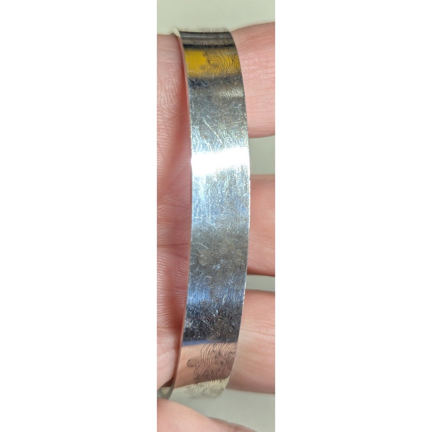 Magical Wave Engraved Cuff Bracelet Silvertone April Birthday 2020 Quarantined