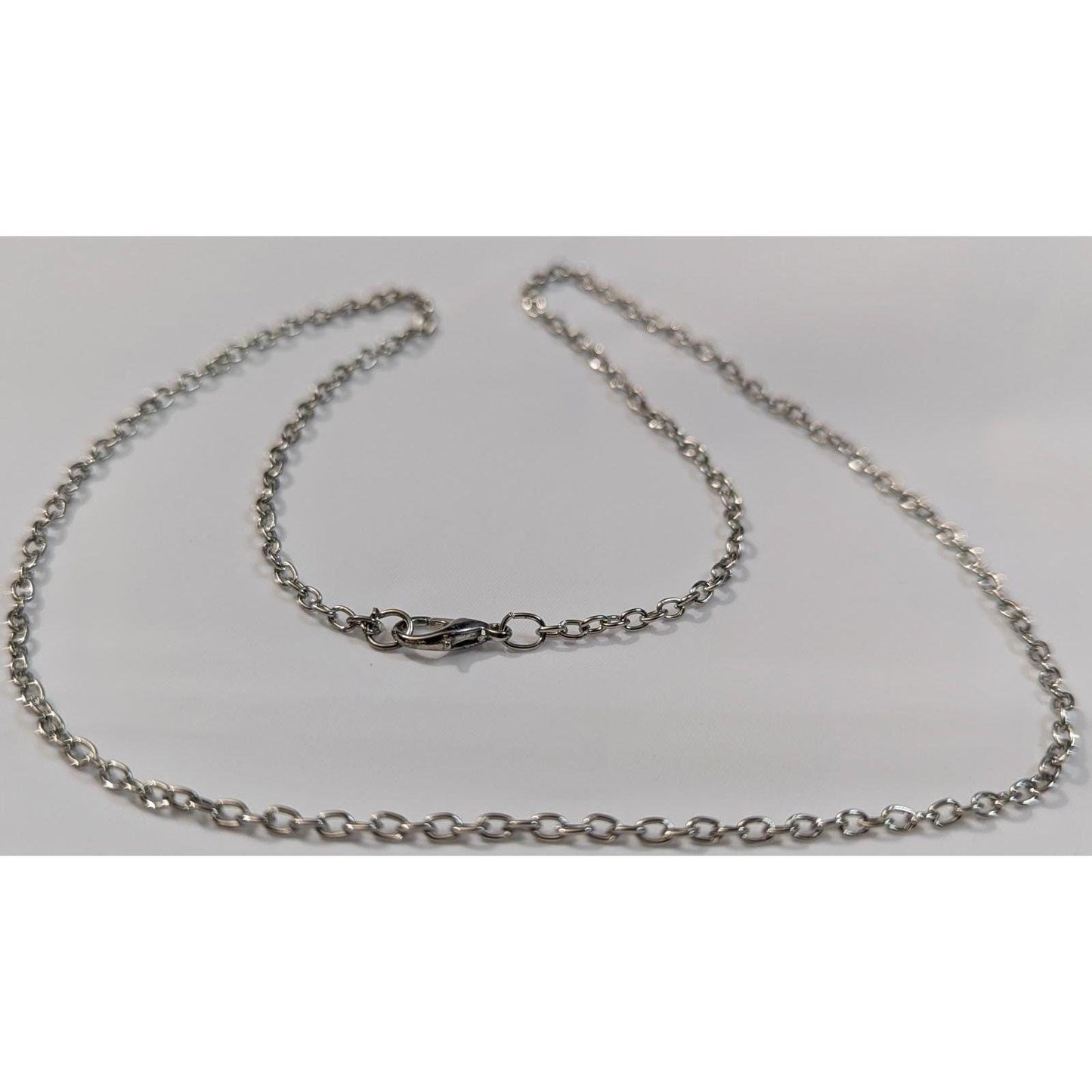 NOS Vintage Silvertone Chain Necklace Unisex 20" Silver Tone Lobster Clasp Link