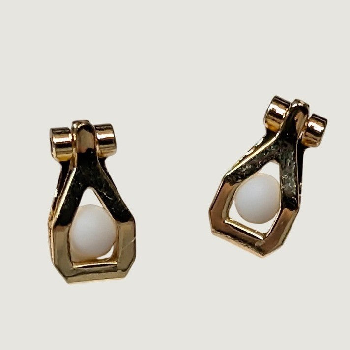 New Clip-On Earrings 14K GP Gold PLated Clear Rhinestone Halo Crystal Pave Round