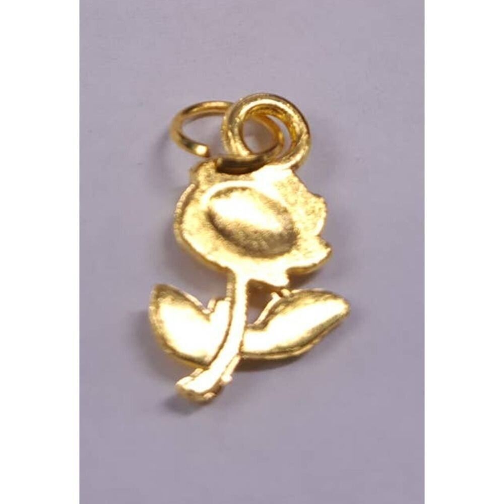 Gold Plated Rose Flower Pendant Charm Nature Floral Dangle Drop Botanical Lover