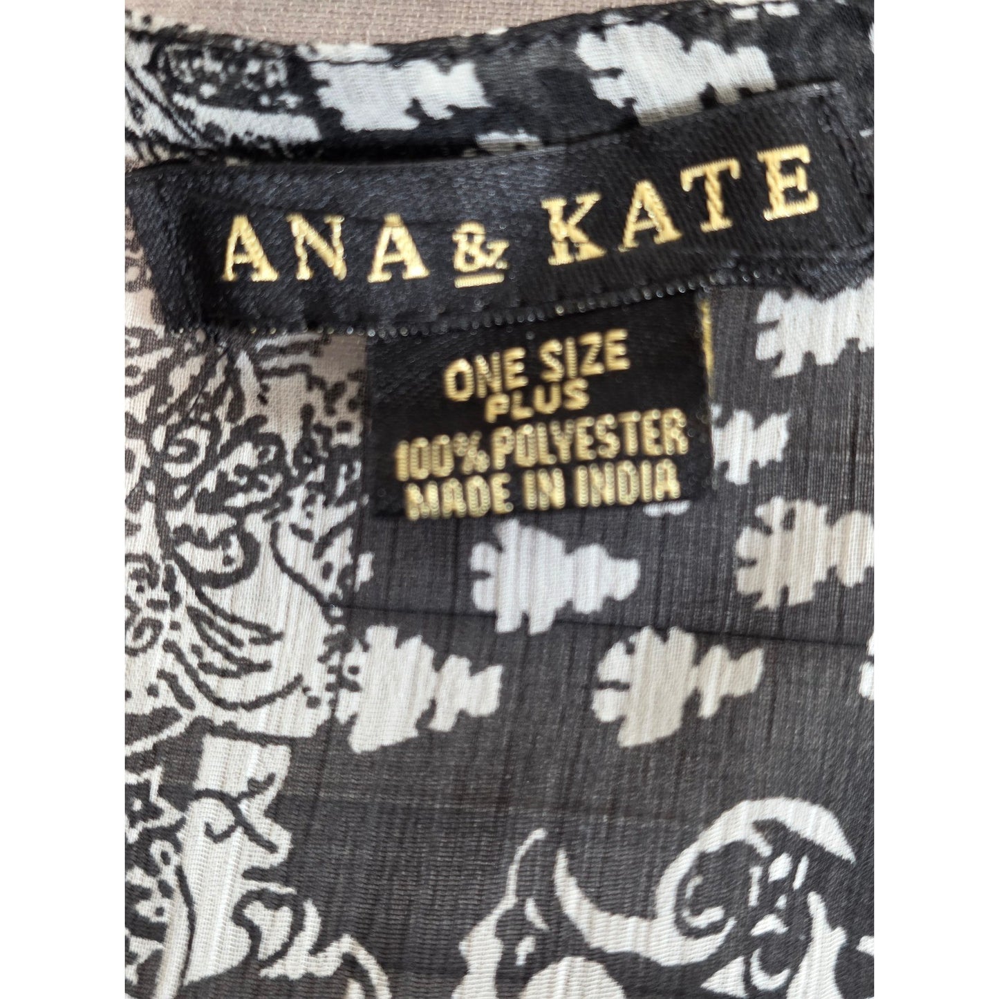 Ana & Kate Kimono Cardigan Cover 1 Size Plus Black Paisley Lace Trim Open Front
