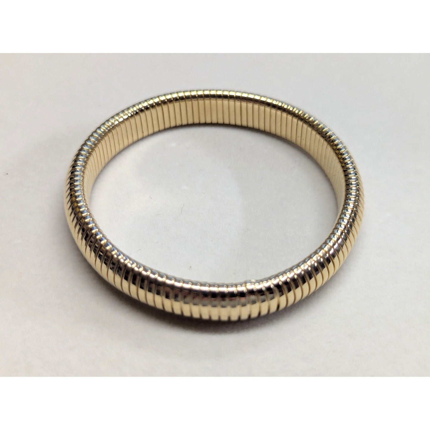 Vtg Stretch Omega Expansion Snake Cobra Bracelet Tubogas Gaspipe Bangle Goldtone