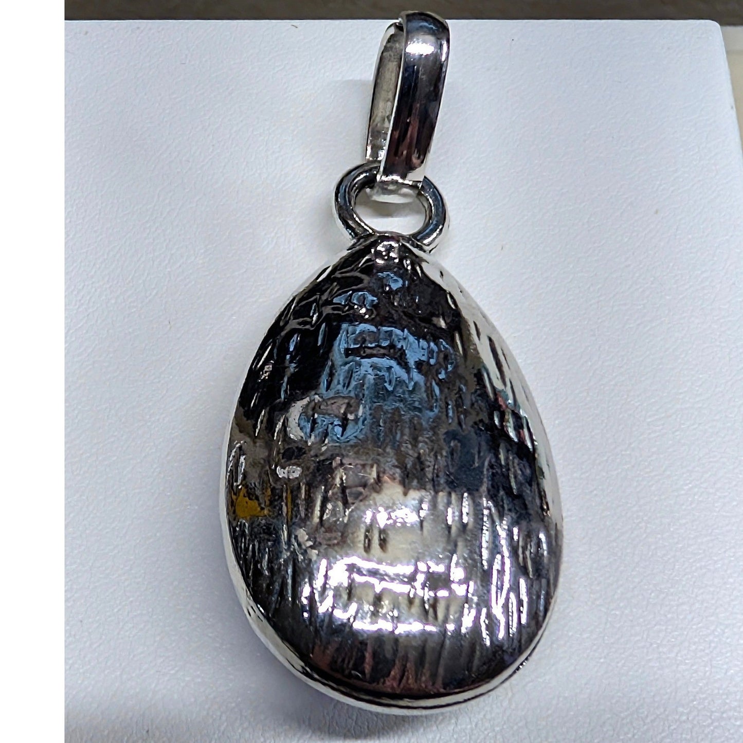 New 2.5 Inch Crystal Teardrop Pendant SilverTone Iridescent Aurora Borealis AB