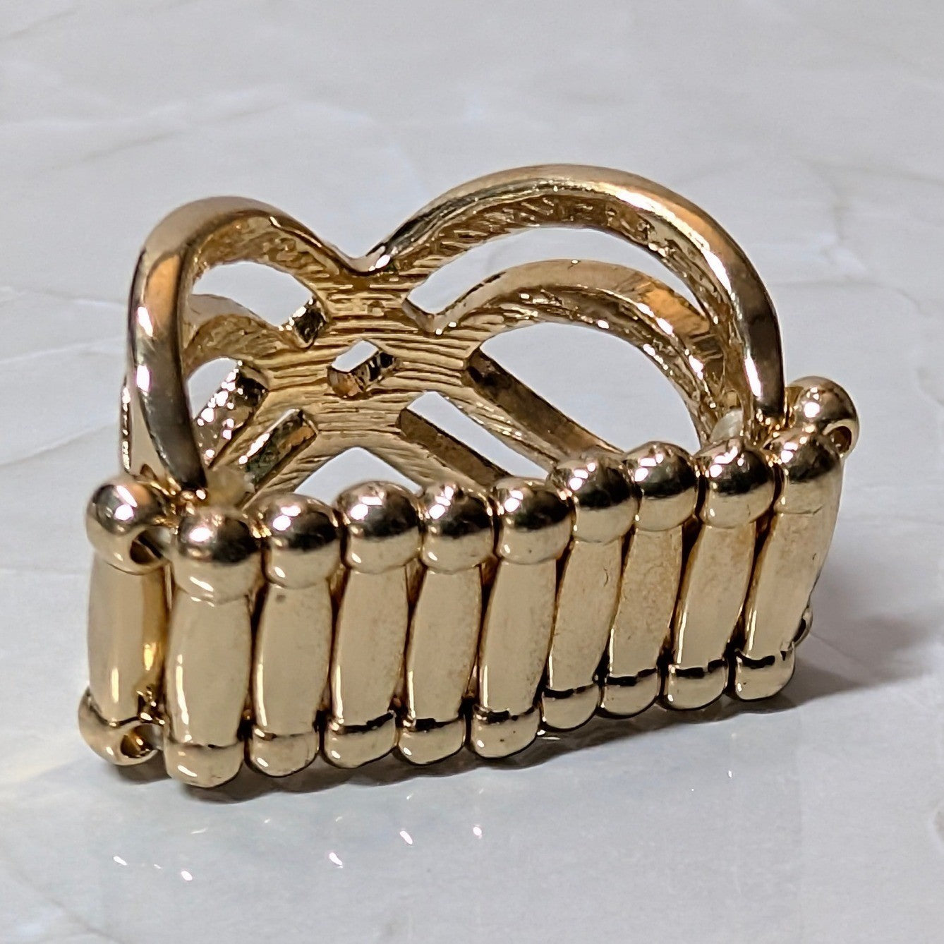 New Gold Tone Stretch Ring Gold Tone Abstract Cutout Infinity Band Plus Size