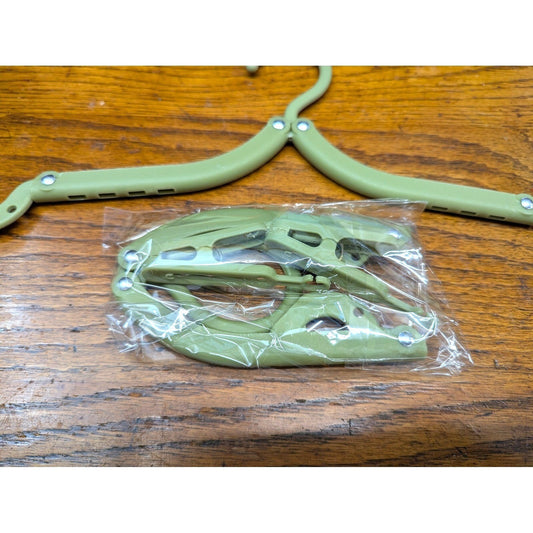 1 New Green Folding Travel Clothes Hanger w Clips Portable Camping Compact Dryer