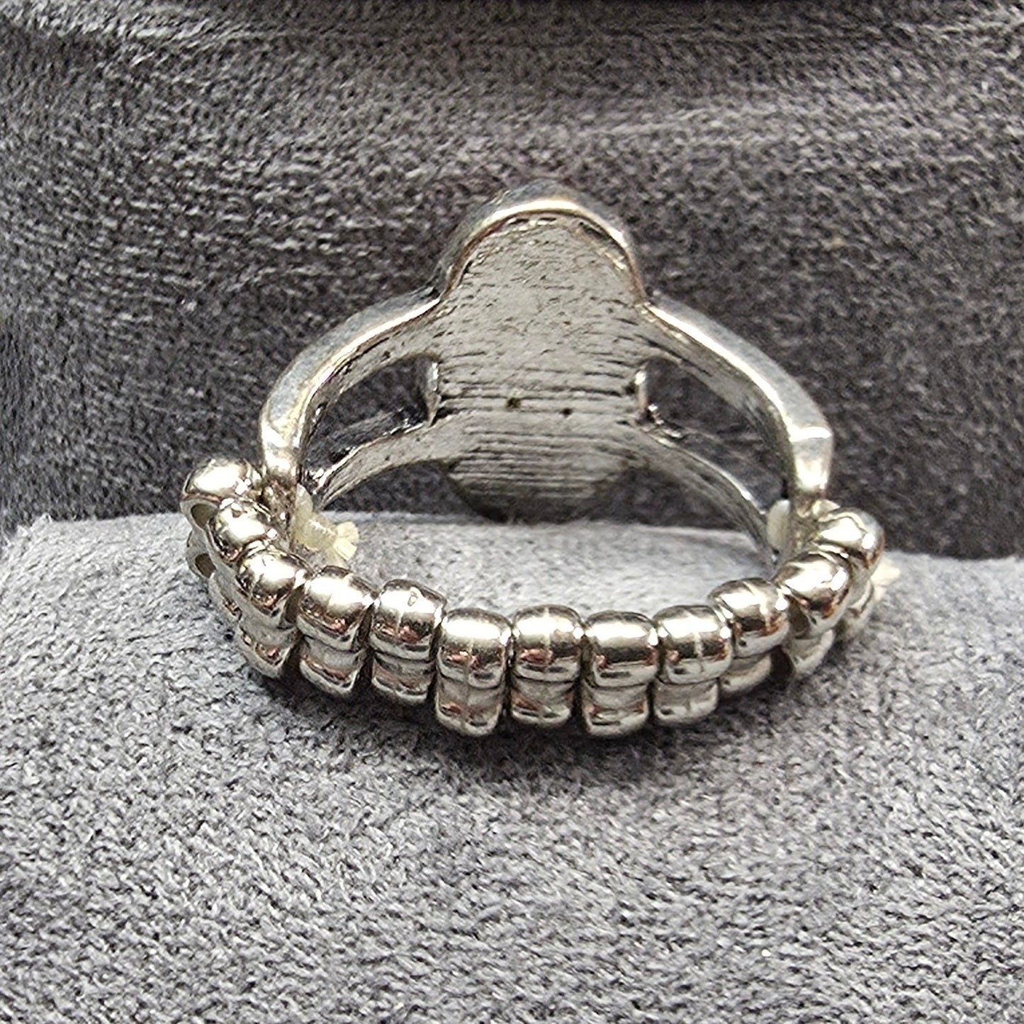 New Stretch Band Ring Oval Orange Stone Southwestern Boho Cabochon Silver Tone
