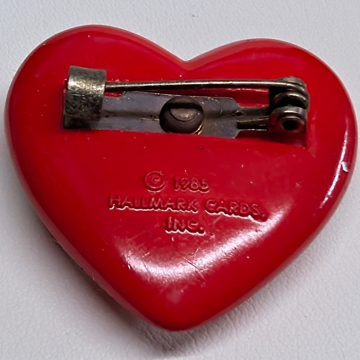 Vtg Hallmark Cards Heart Pin Brooch Red White Checkered Valentine 1985 Love USA