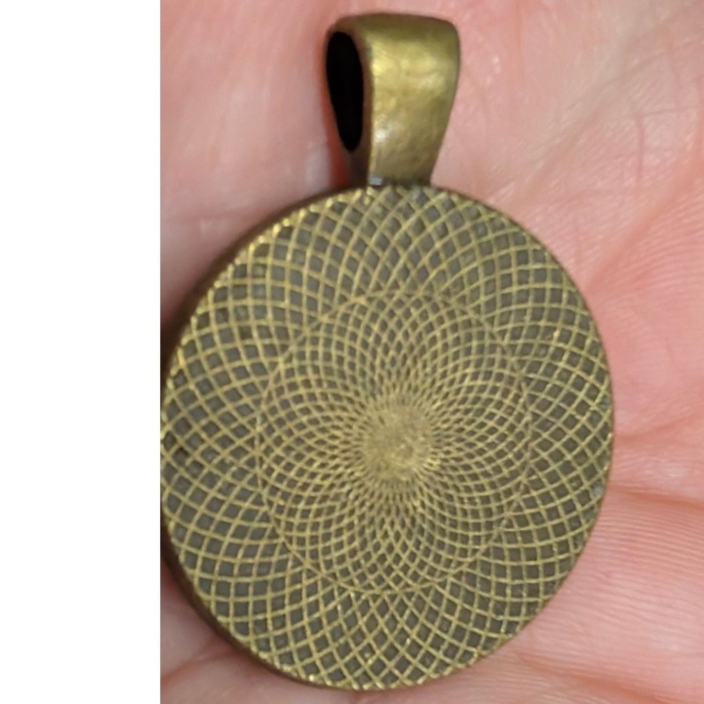 Vtg Pentagram Pendant Red Yellow Bronze Tone Occult Gothic Wicca Glass Cabochon