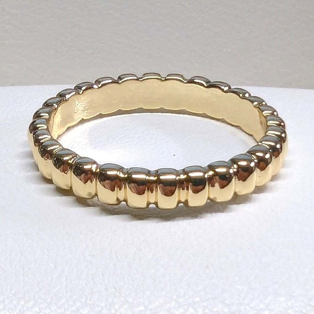 New 14k GP Gold Plated Ribbed Textured Band Ring Women Sz 8.5 GoldTone Stackable