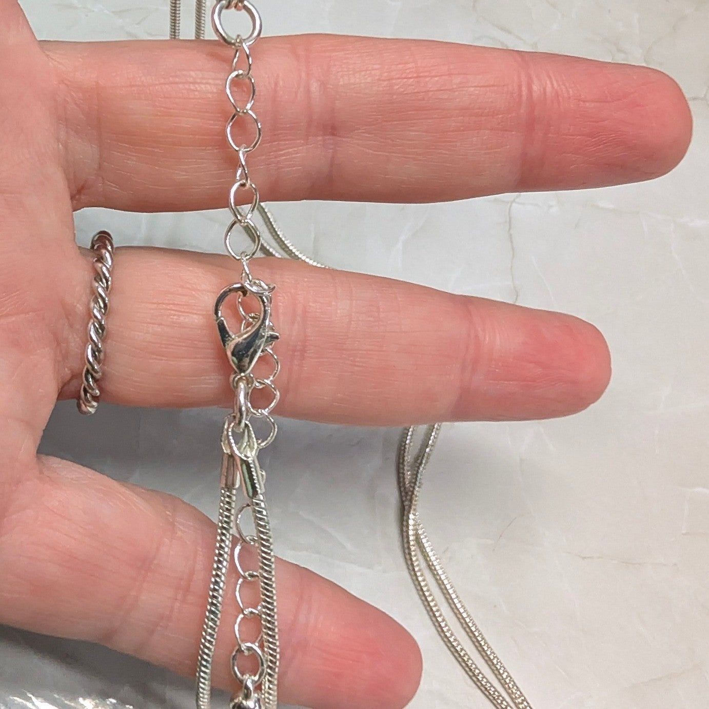Vtg Double 2 Strand Liquid Snake Chain Necklace Silver Tone Layered Minimalist