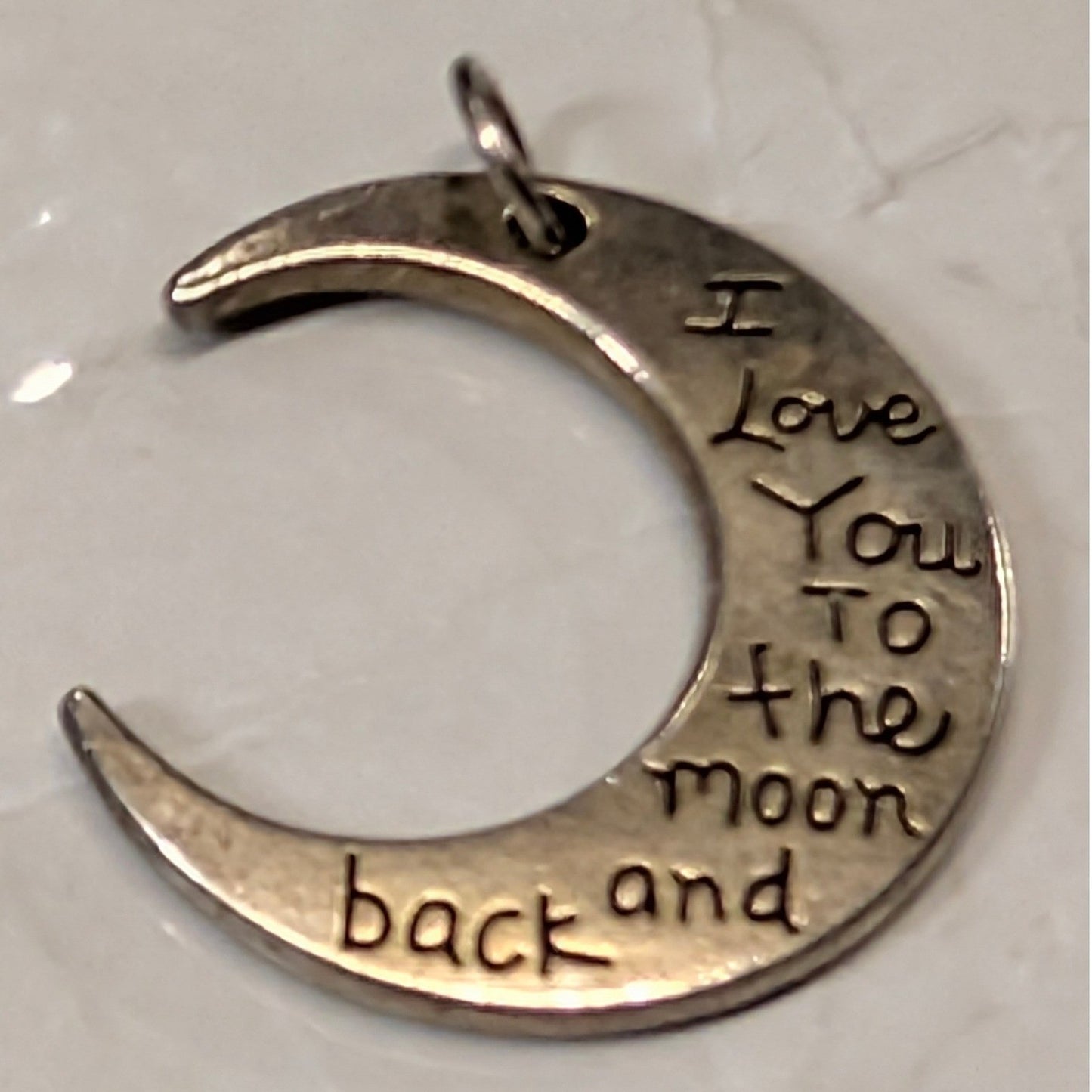 Vintage Crescent Moon Pendant Silver Tone I Love You To The Moon and Back Charm