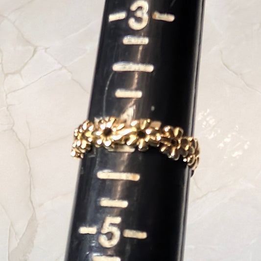 14K GF Gold Filled Daisy Flower Band Finger Toe Ring Size 4 Floral