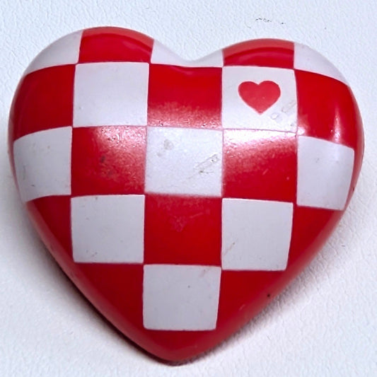 Vtg Hallmark Cards Heart Pin Brooch Red White Checkered Valentine 1985 Love USA