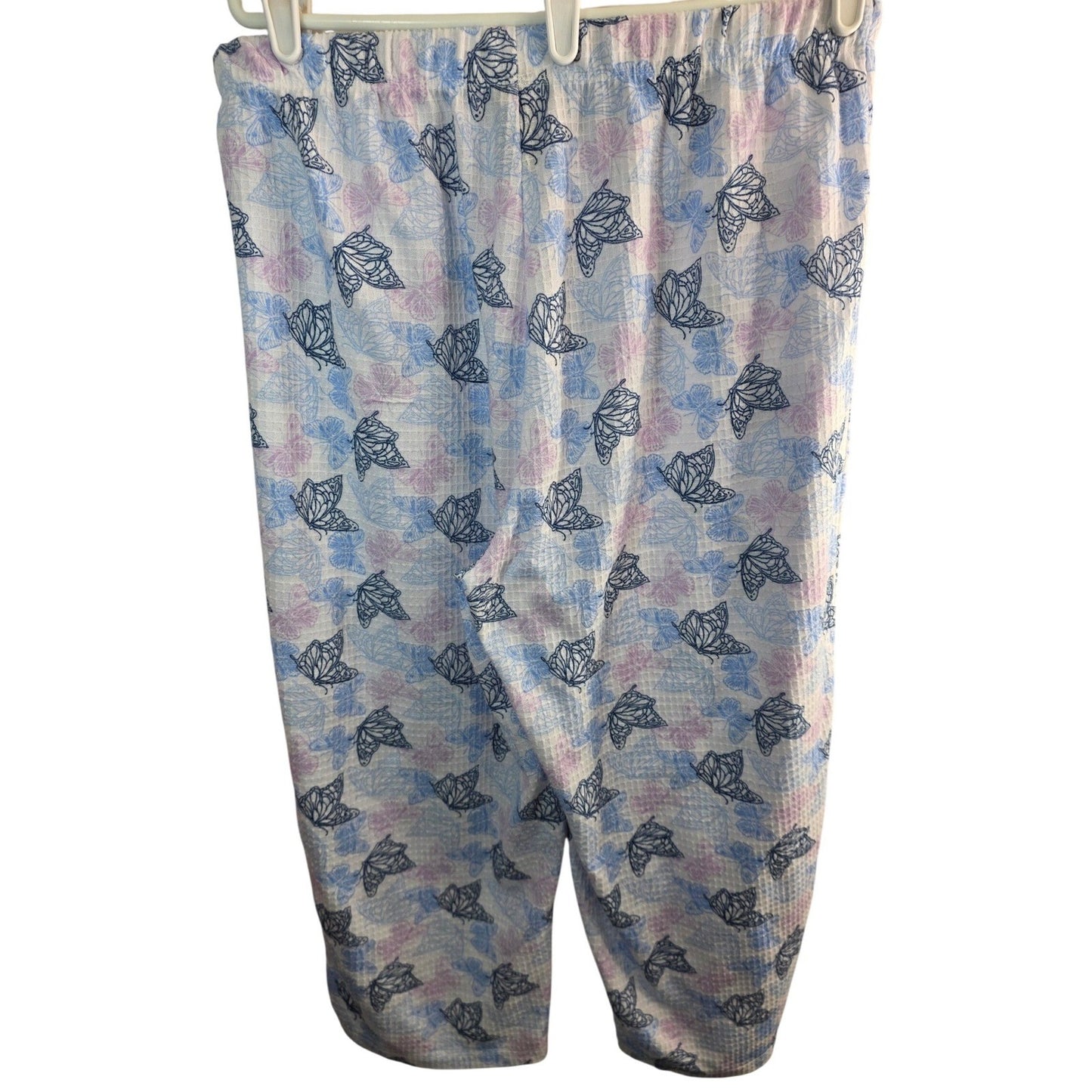 New Butterfly Pajama Pants Plus Size XL Blue Purple Waffle Knit Lounge Comfy
