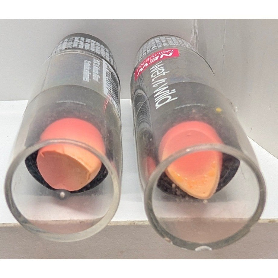 Lot Of 2 DAMAGED TIPs New Wet N Wild Silk Finish Lipstick 517C 15 Minutes Pink