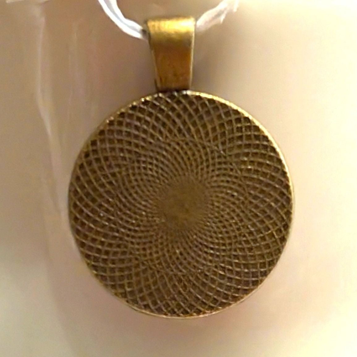 Vtg Pentagram Pendant Red Yellow Bronze Tone Occult Gothic Wicca Glass Cabochon