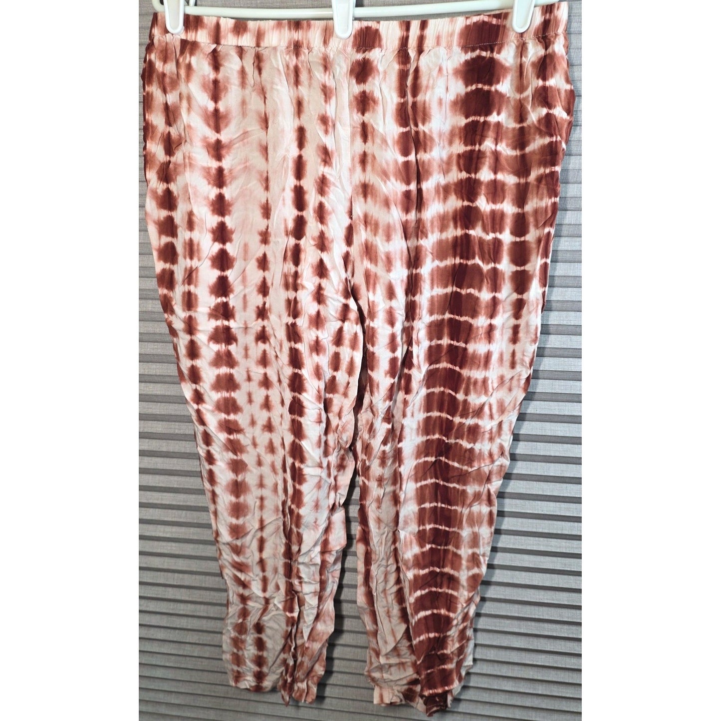 Tie Dye Lounge Pants Plus Size 2XL XX 2X Brown White Elastic Waist Casual Lt Wt