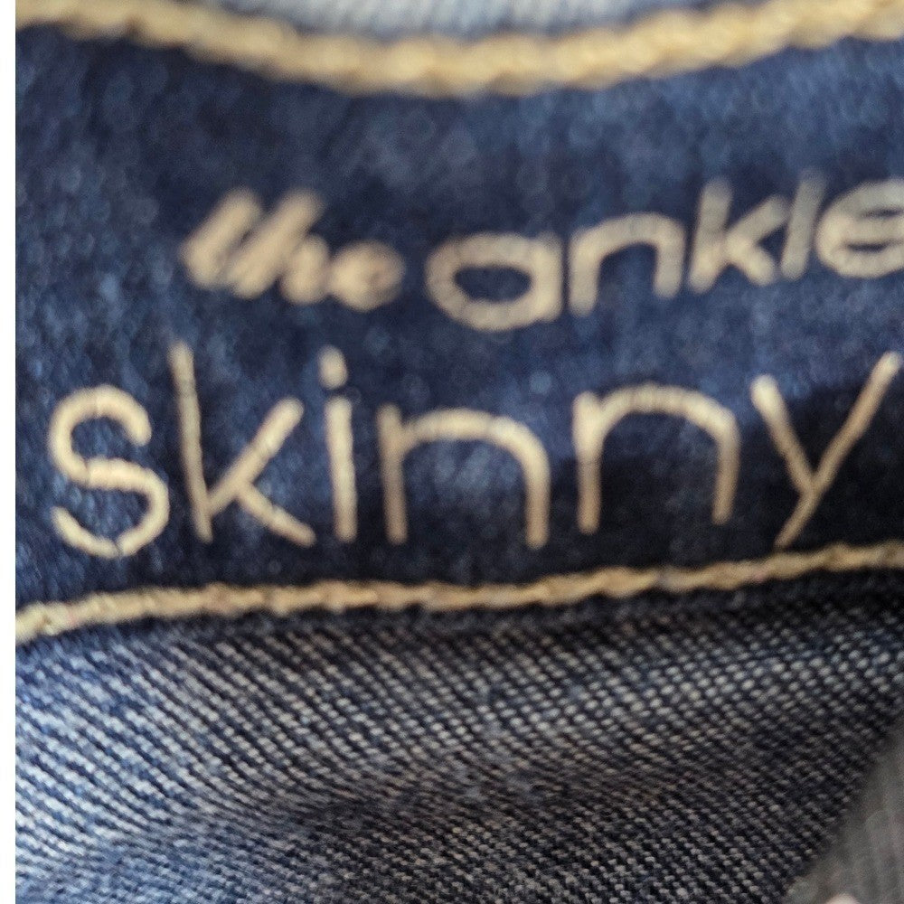 7 Seven For All Mankind The Ankle Skinny Jeans Womens 29 Blue Raw Hem Stretch