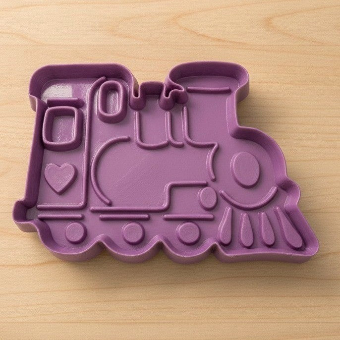 Hutzler Train Cookie Cutter Medium Purple Vintage Plastic Locomotive 3 1/8 inch
