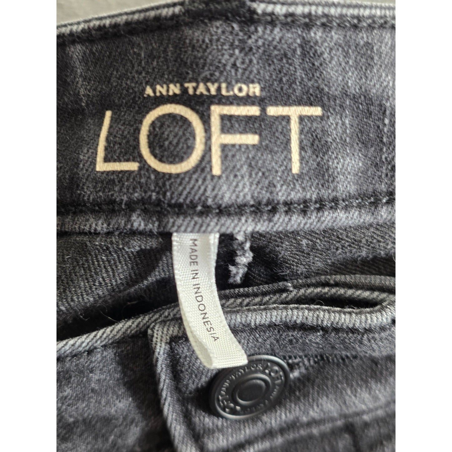Ann Taylor LOFT Modern Boot Jeans 34/18T 34 18 Tall Black Denim Stretch Long