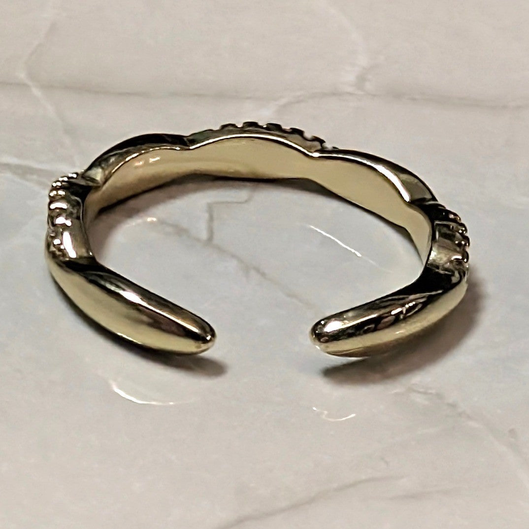 New 14K Gold Plated GP Twisted Pave Band Ring Size 4 CZ PInky Midi Toe Open