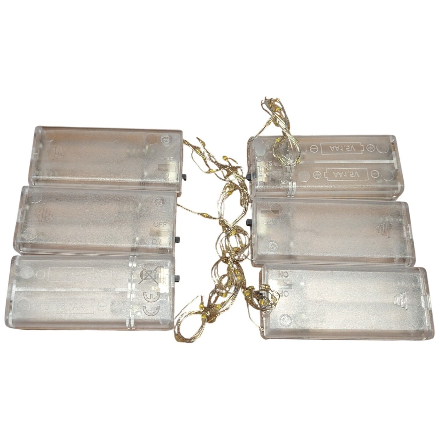 6 New Battery Operated LED Fairy String Lights Set of 6 Clear White AA Battery
