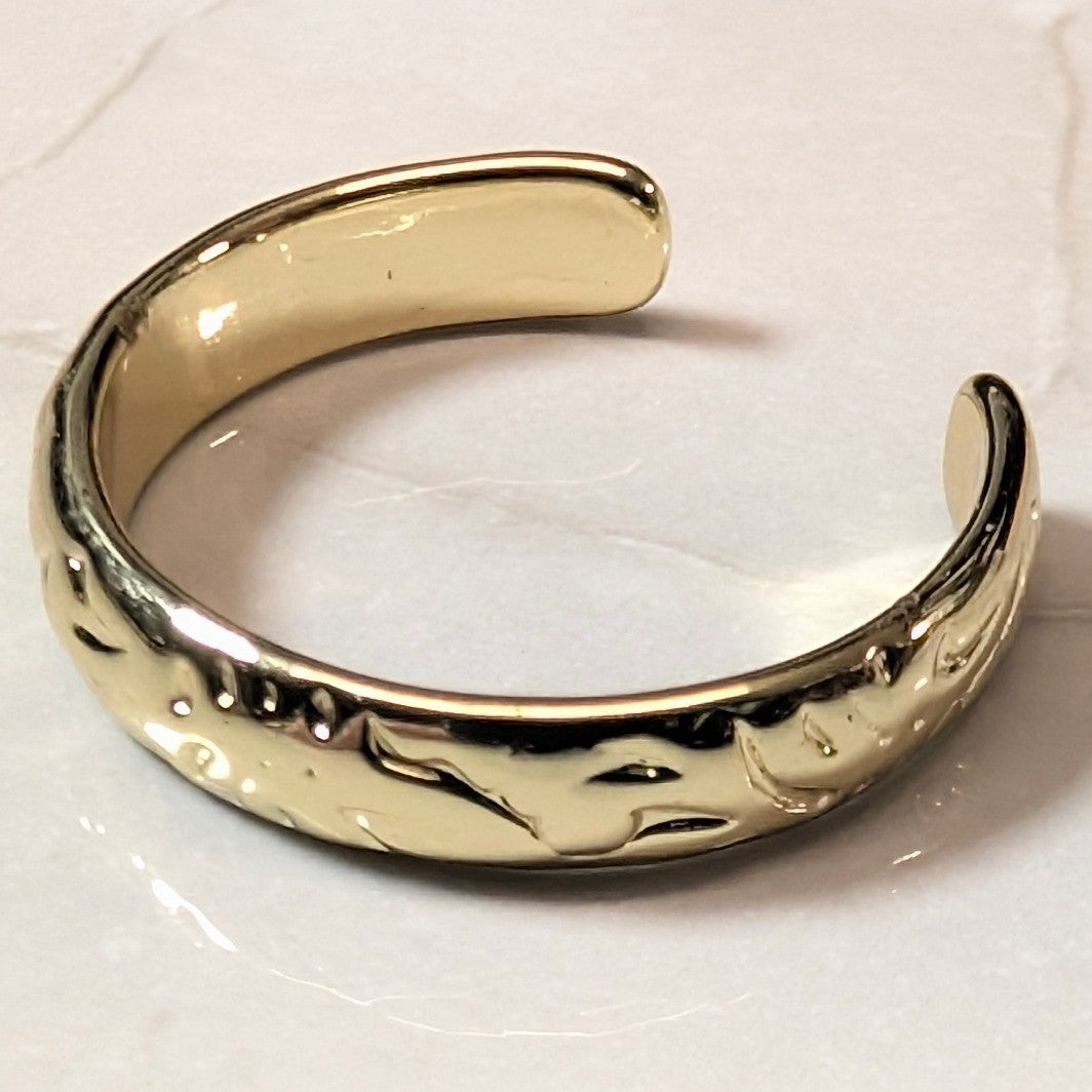 14K GF Gold Filled Scroll Engraved Finger Toe Midi Pinky Cuff Ring Band Size 3.5