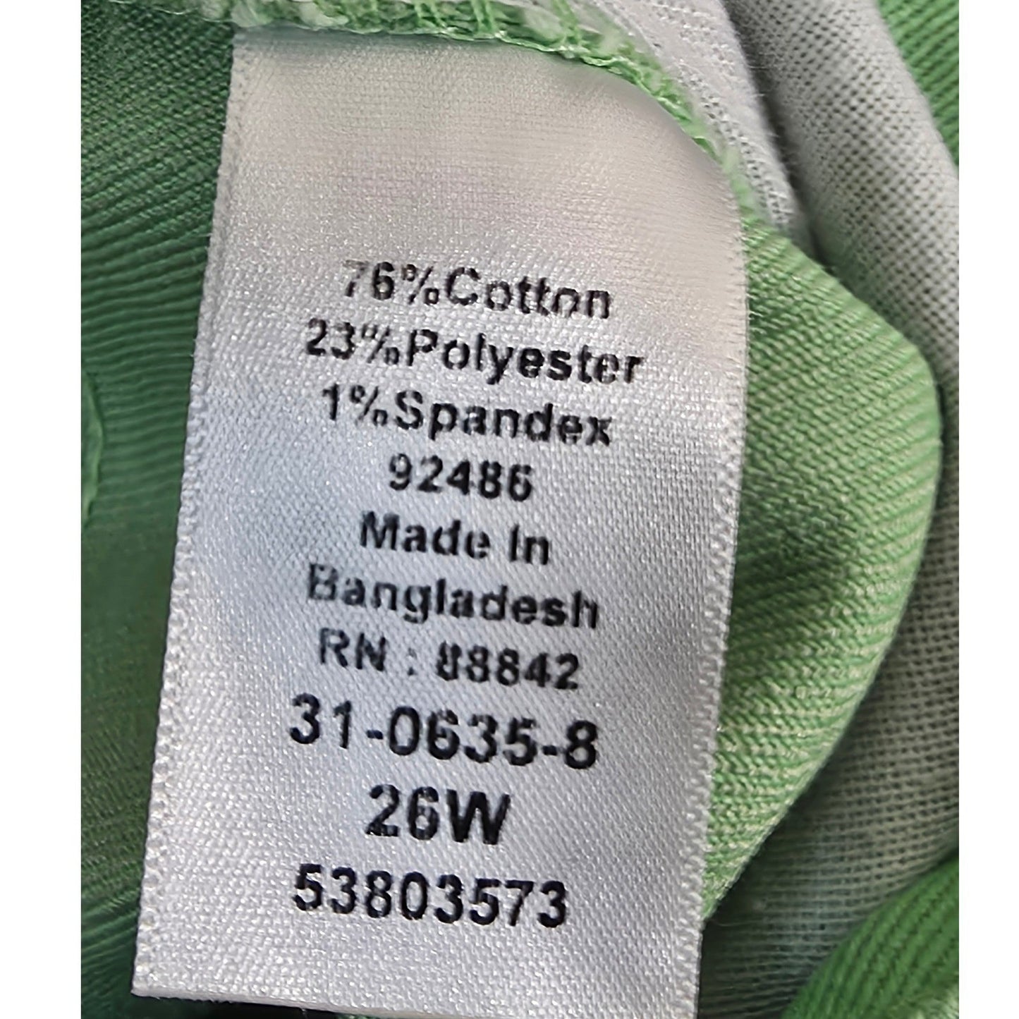 Woman Within Straight Leg jeans Pants Plus Size 26W 26 W Green Stretch Denim Zip