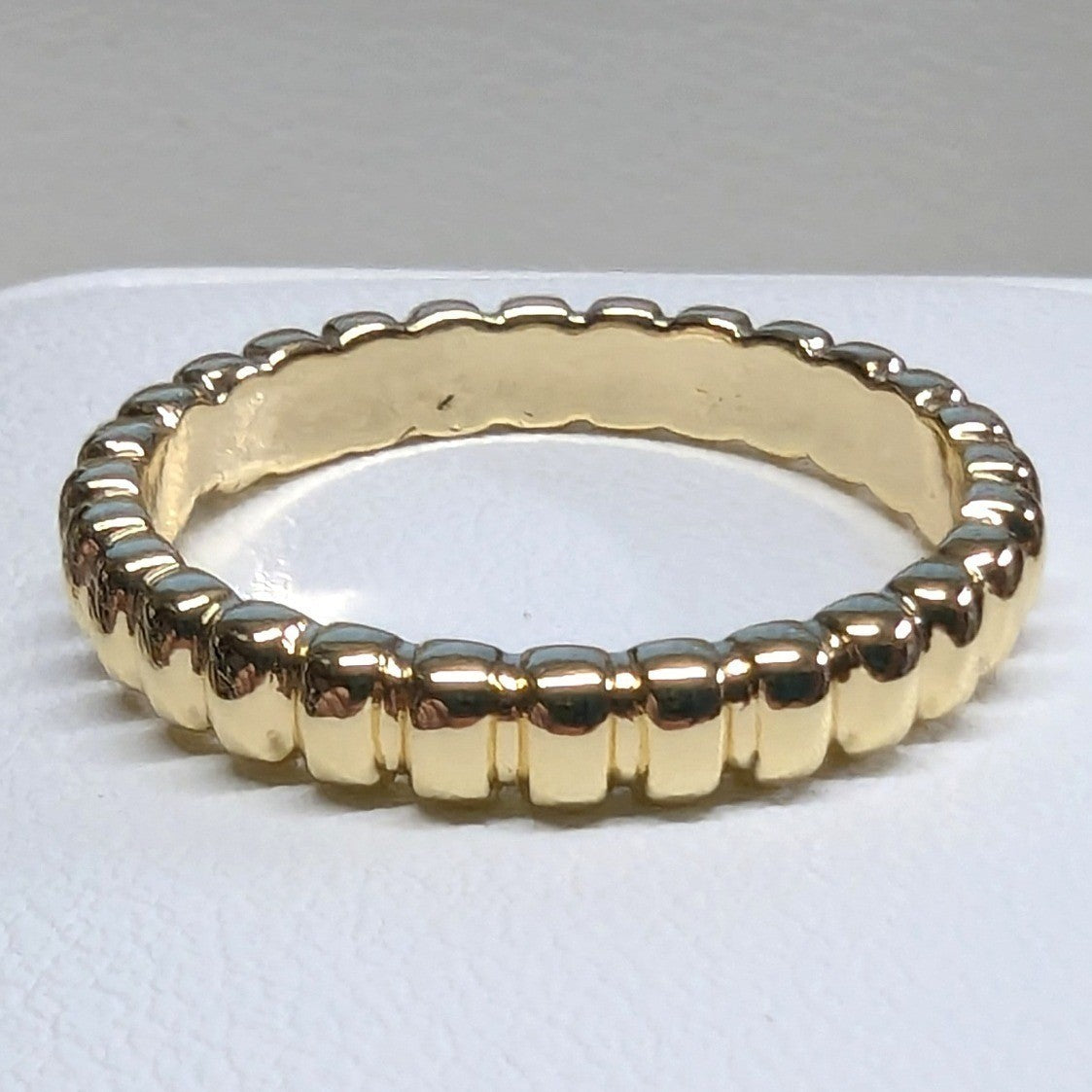 New 14k GP Gold Plated Ribbed Textured Band Ring Women Sz 8.5 GoldTone Stackable