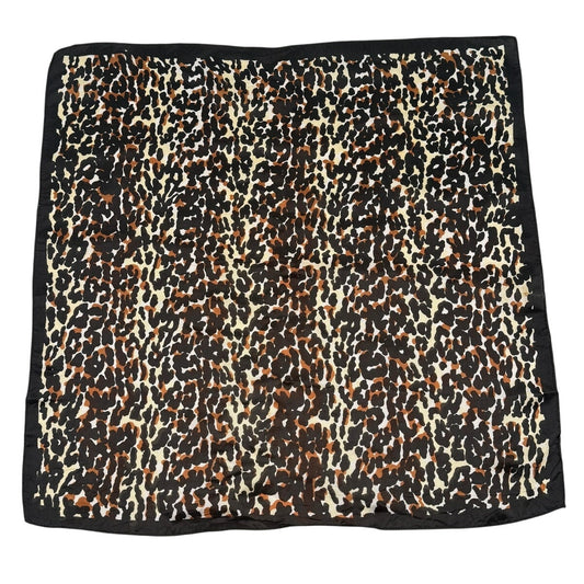 Vintage Animal Print Square Scarf 22.5” Leopard Tan Brown Black White