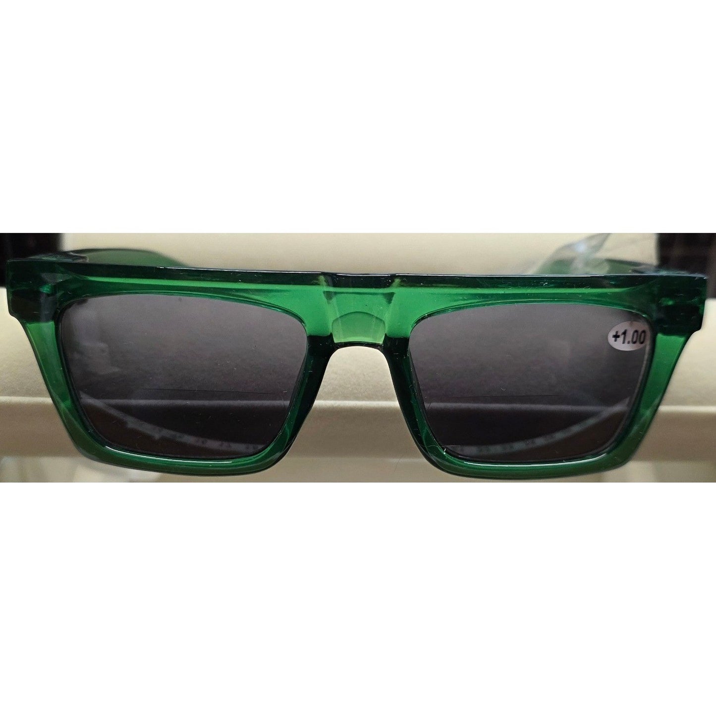 New Bifocal Reading Readers Lenses +1.00 Glasses UV400 Sunglasses Green Square