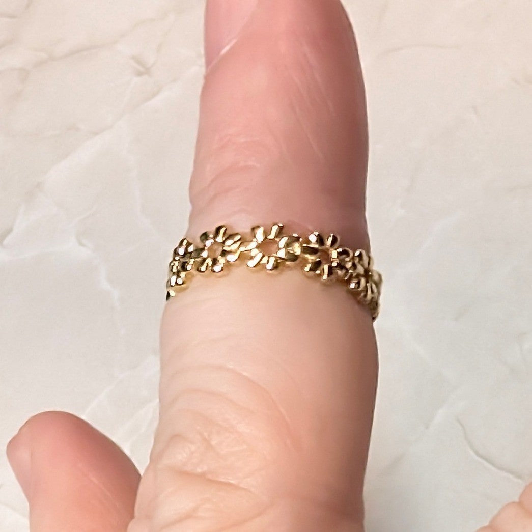 14K GF Gold Filled Daisy Flower Band Finger Toe Ring Size 4 Floral