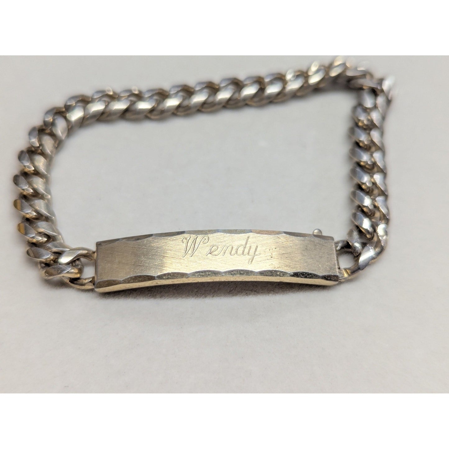 Vintage Speidel USA ID Bracelet 7" Name Wendy Engraved Curb Link Gold Tone