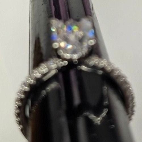 New in Box 14K Gold Radiant Cut Cubic Zirconia Engagement Ring Size 7.25 Pave CZ