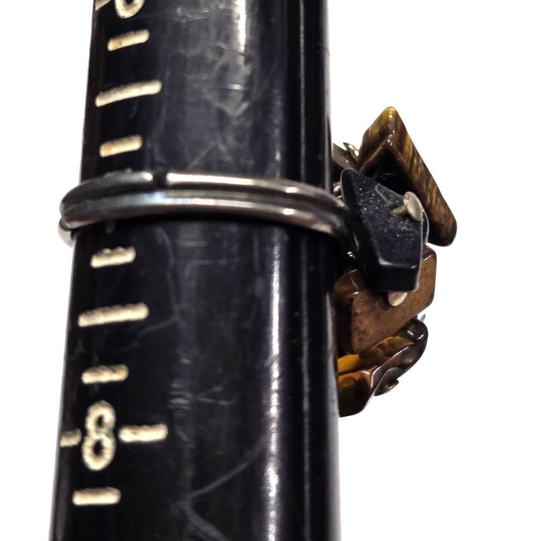 Vintage Tigers Eye Black Chip CHa CHa Stone Cluster Statement Ring 7 Brown Black