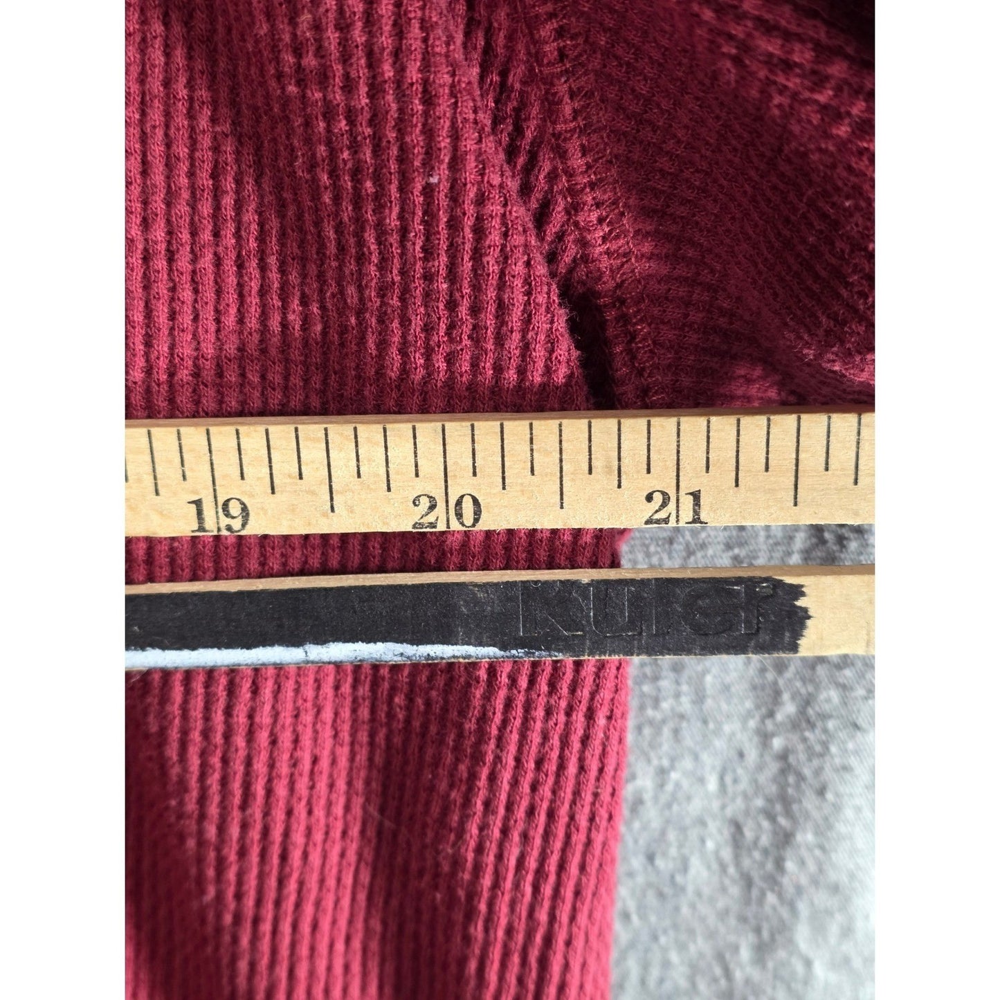 Time and & Tru Waffle Knit Thermal Top Womens Plus Size XXXL 22 Burgundy Long Sl