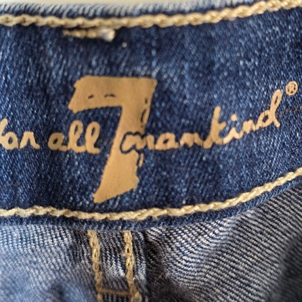 7 Seven For All Mankind The Ankle Skinny Jeans Womens 29 Blue Raw Hem Stretch