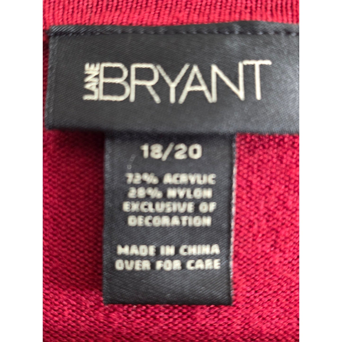 Lane Bryant Sweater Knit top Plus Size 18/20 18 20 Red Maroon Floral Embroidered