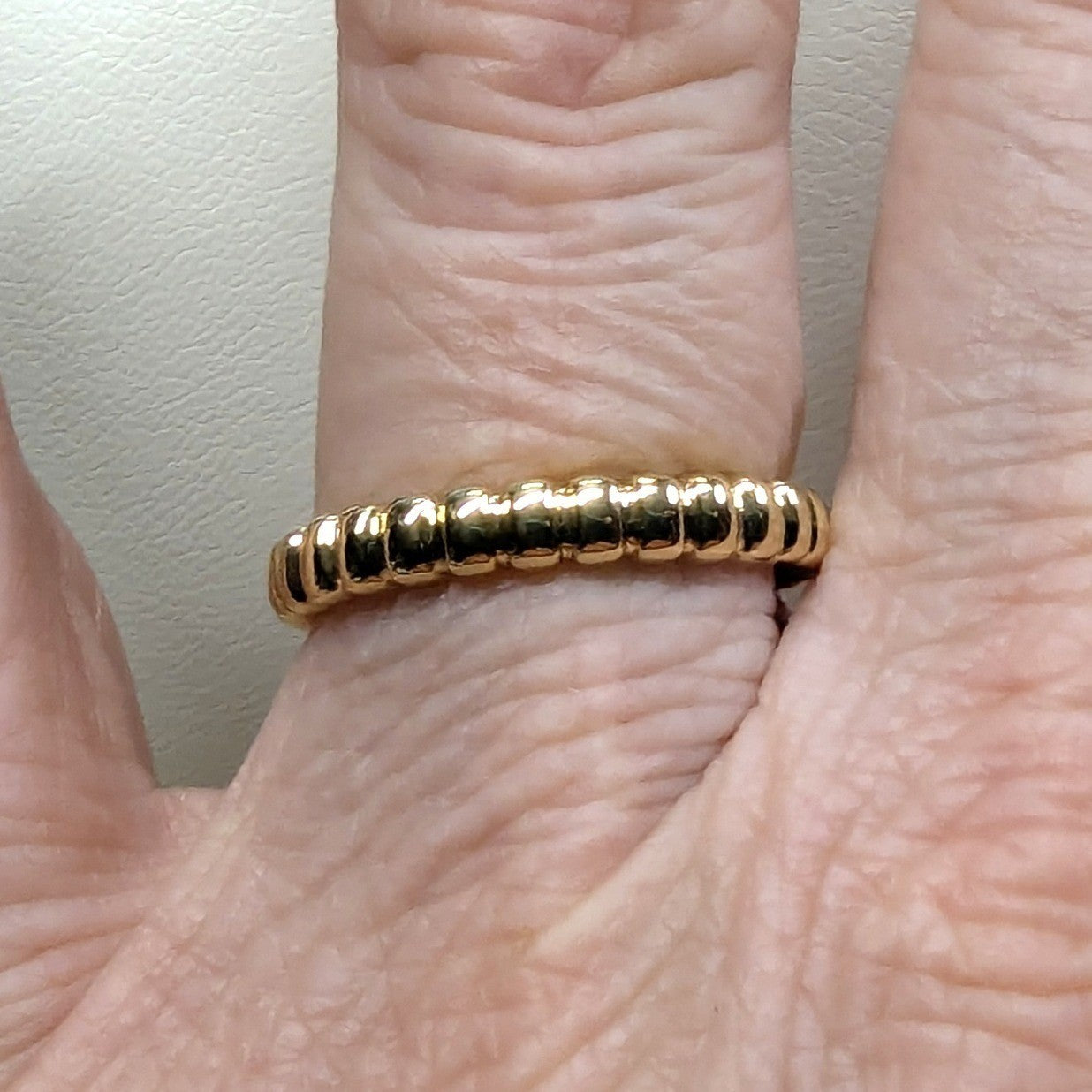 New 14k GP Gold Plated Ribbed Textured Band Ring Women Sz 8.5 GoldTone Stackable