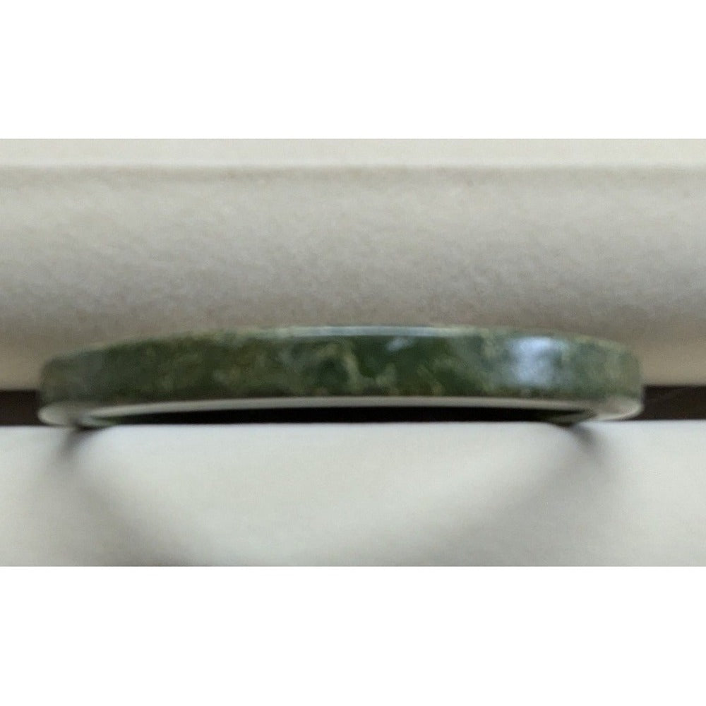 Vintage PLastic Faux Jadeite Bangle Bracelet Green Marble Slim Round Stacking