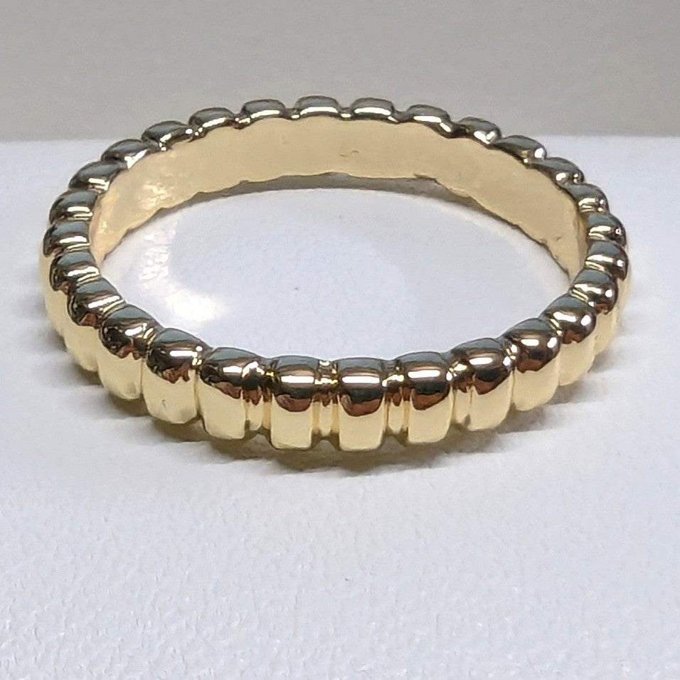 New 14k GP Gold Plated Ribbed Textured Band Ring Women Sz 8.5 GoldTone Stackable