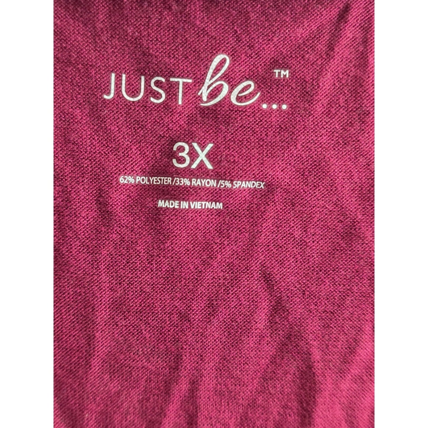 Just Be Top Womens Plus Size 3X XXX Soft Pink Shirt Long Sleeve Scoop Neck Knit