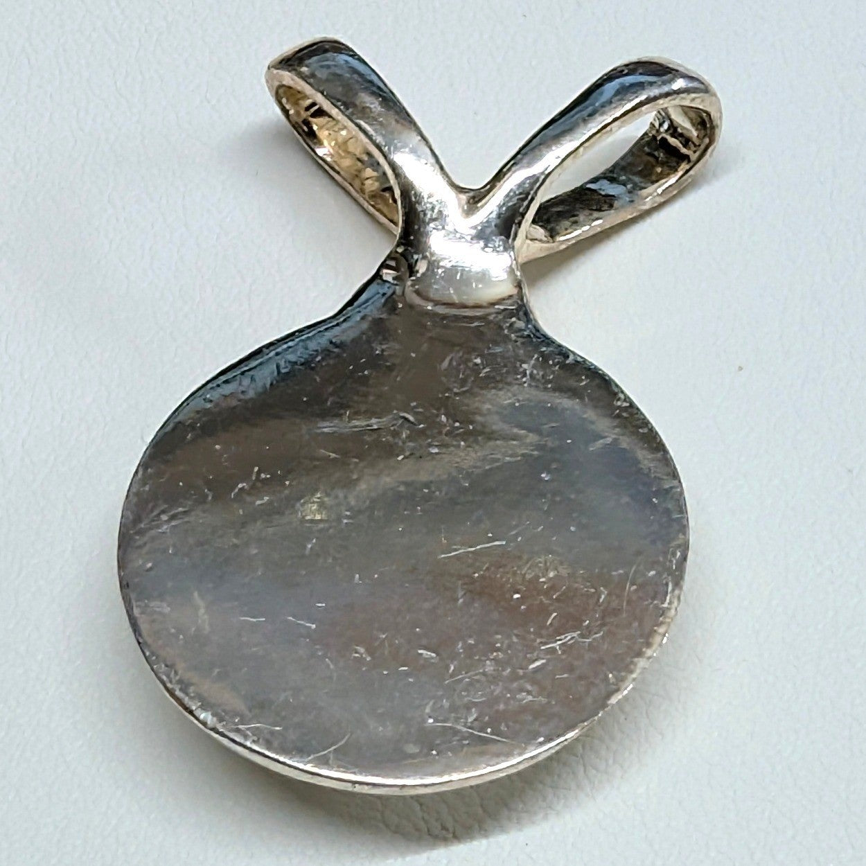Vintage Moonstone Cat Eye Cabochon Pendant Silver Tone ? White Round Modernist