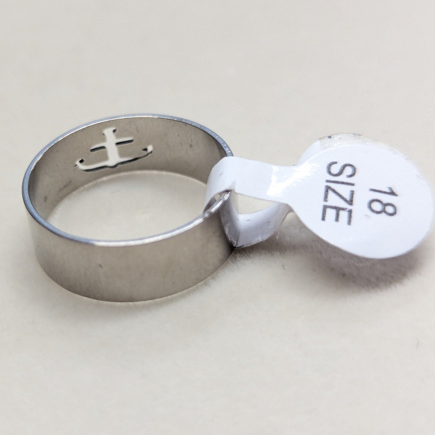 New Anchor Cutout Band Ring Unisex Size 8 Silver Tone Nautical Maritime Beachy