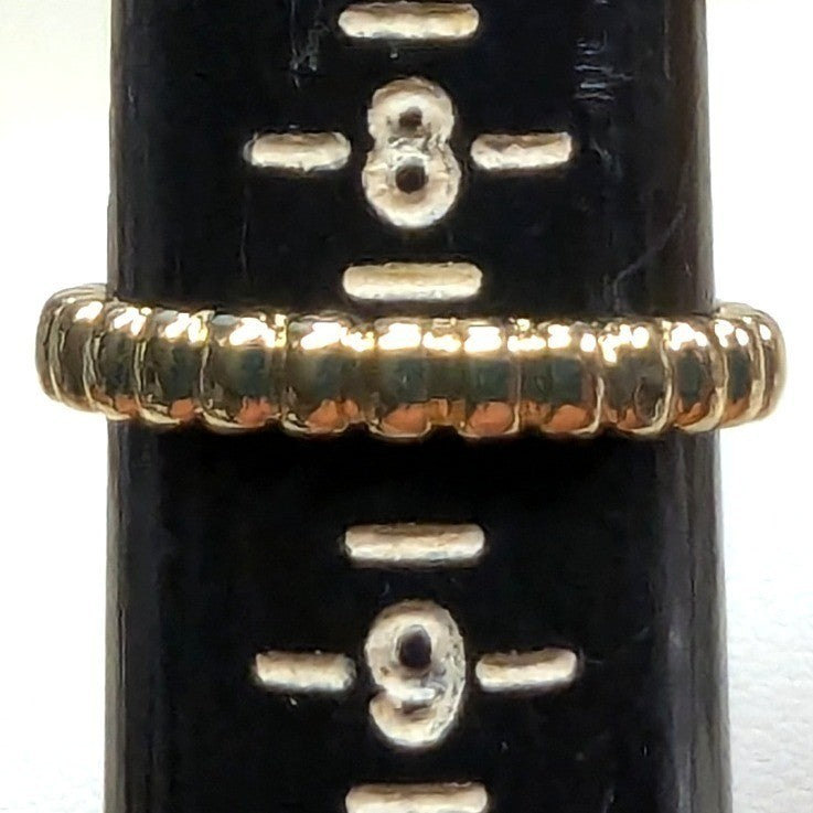 New 14k GP Gold Plated Ribbed Textured Band Ring Women Sz 8.5 GoldTone Stackable