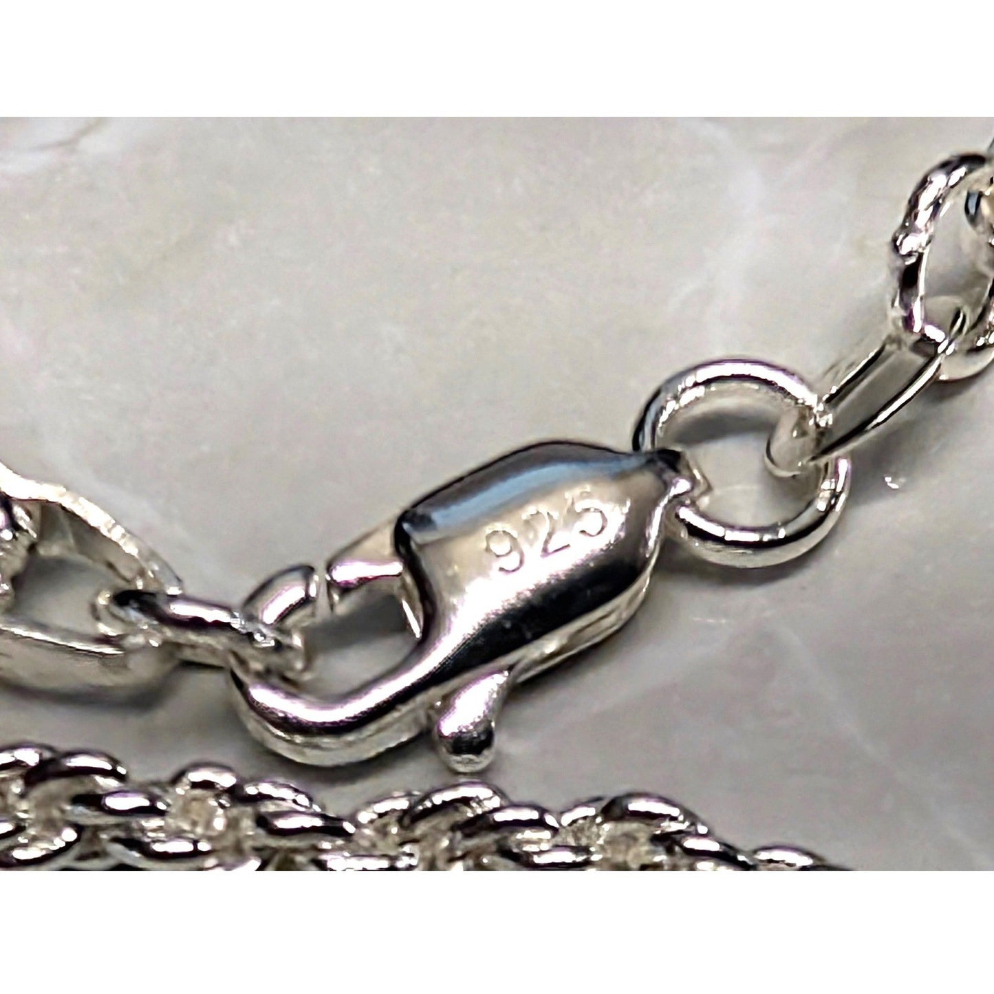 New Sterling Silver MARKED 925 Italy NOT TAGGED Rope Chain Necklace 24in Lobster