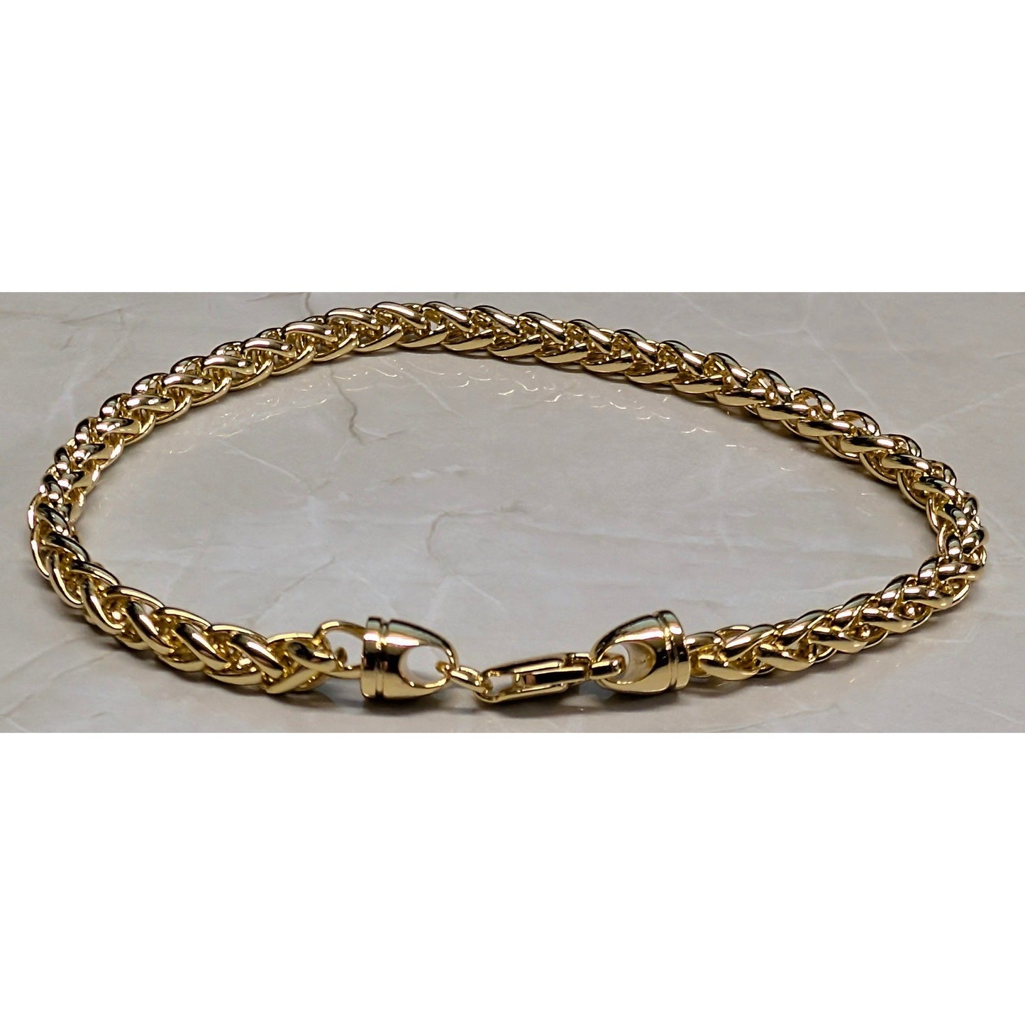 New 14K GF Gold Filled Wheat Chain Bracelet 7.25" Franco Link Lobster Claw Clasp