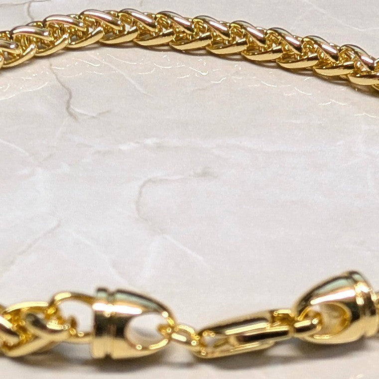 New 14K GF Gold Filled Wheat Chain Bracelet 7.25" Franco Link Lobster Claw Clasp