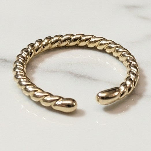 New 14K Gold GF Filled Twisted Rope Open Finger Toe Midi Ring Size 3.75 Stacking